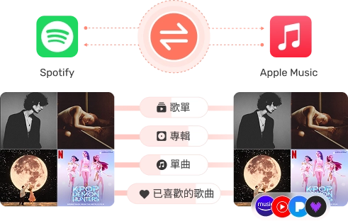 轉移歌單、專輯或單曲