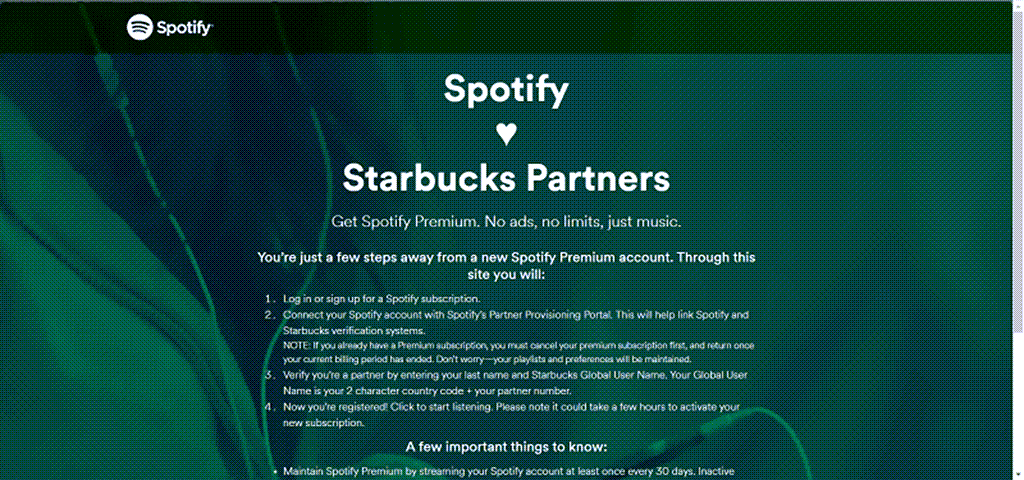 成為星巴克合作夥伴免費用 Spotify Premium