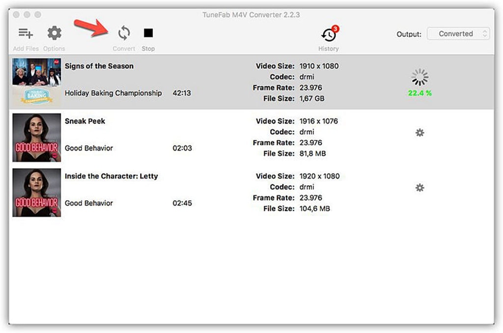 TuneFab M4V Converter 使用介面