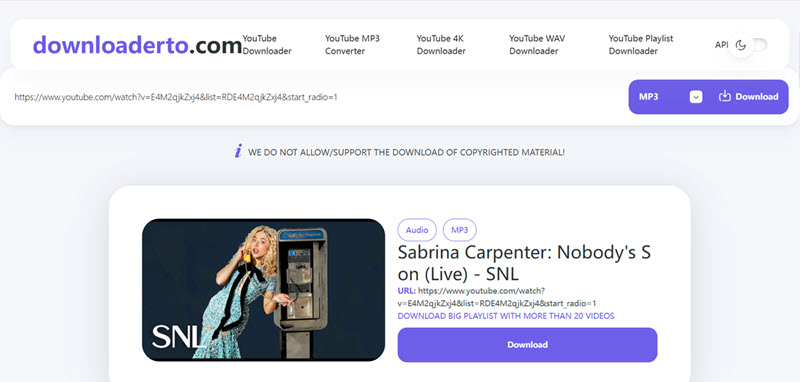 Downloaderto 線上下載 YouTube 音樂