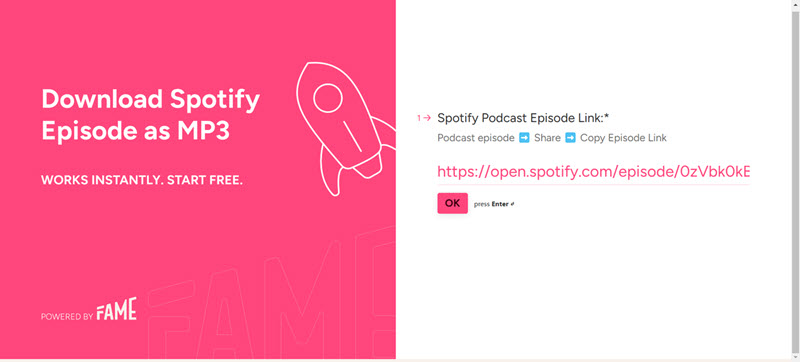 Fame.so 線上下載 Spotify Podcast 為 MP3