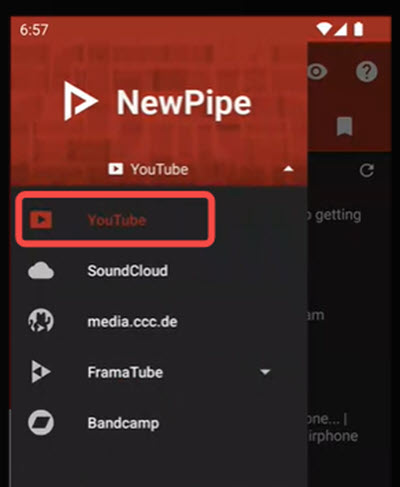 透過 NewPipe 程式進入 YouTube