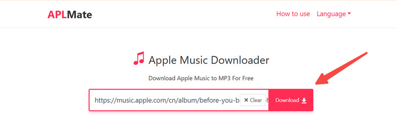 將 Apple Music 連結貼至 APLMate 網站