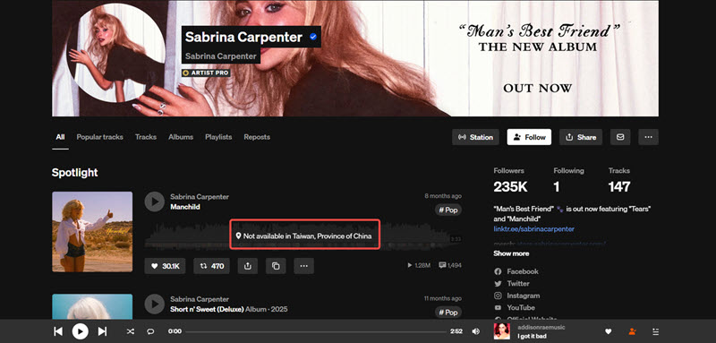 SoundCloud 歌曲無法在台灣收聽