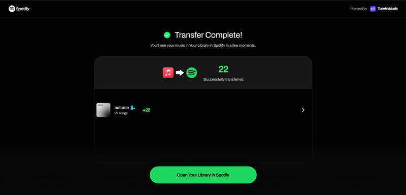 TuneMyMusic 線上轉移 Apple Music 歌單至 Spotify