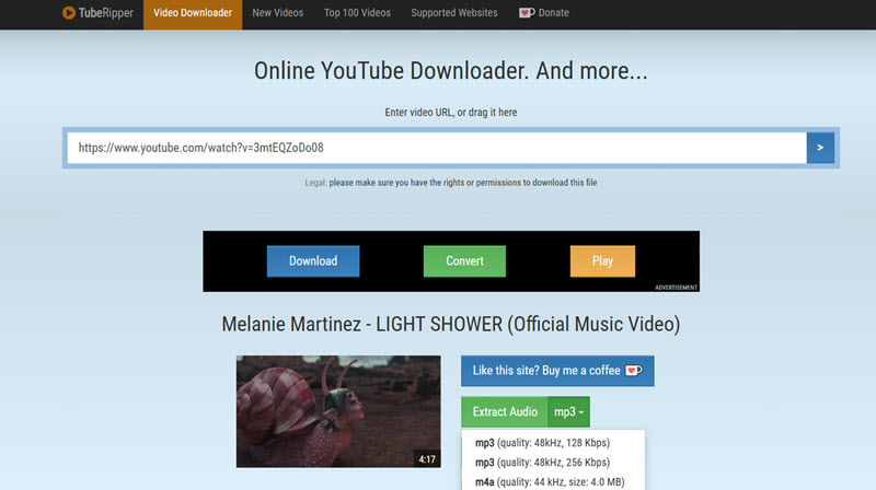 TubeRipper 線上轉 YouTube 為 MP3