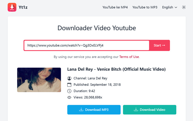 Yt1z 下載 YouTube 網址